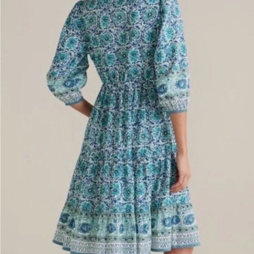 Soft Surroundings Teal and White Patterned Midi Dress - Picture 5 of 5